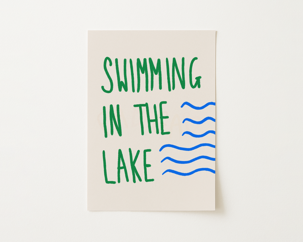 Swimming In The Lake Print