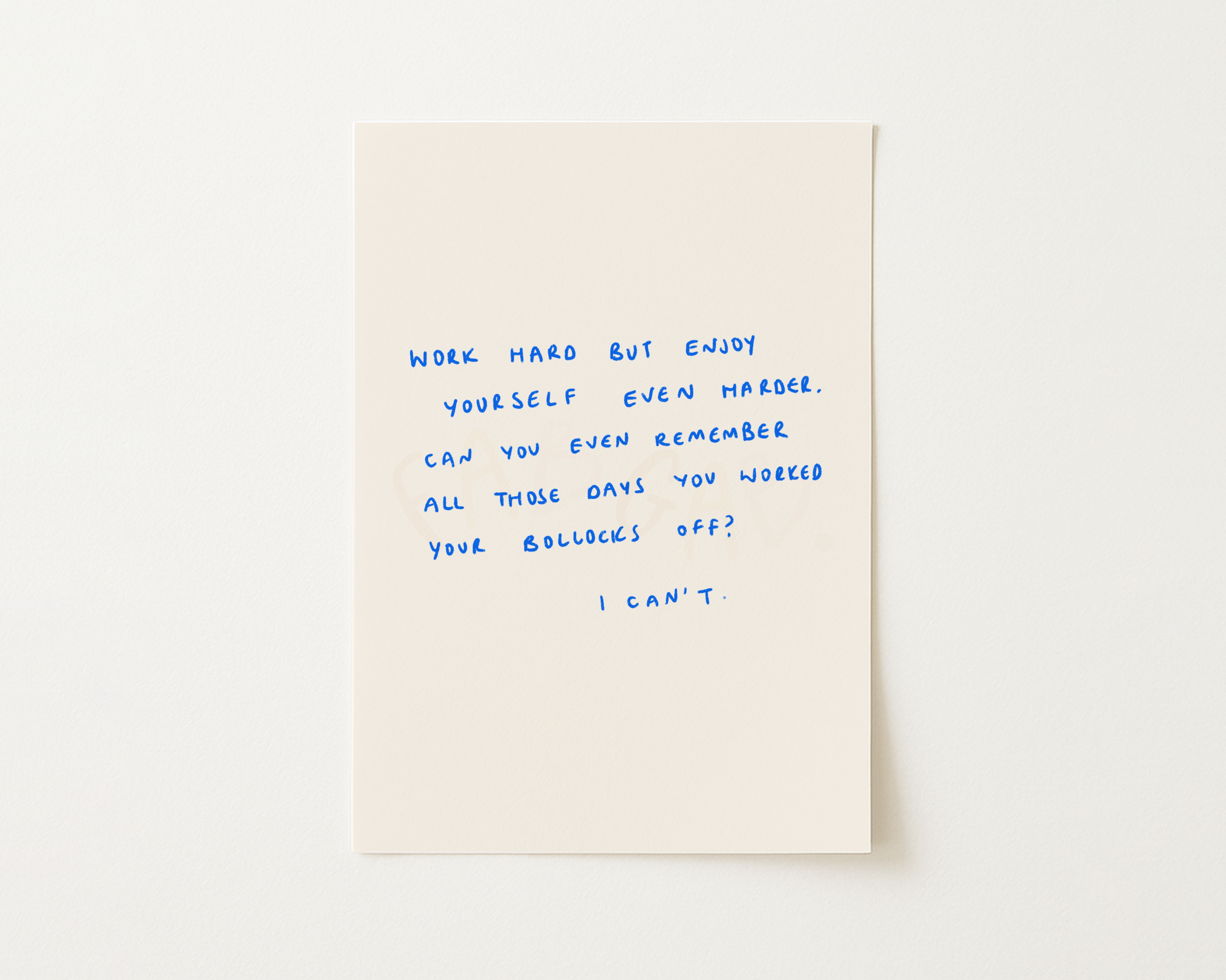 Work Hard Handwritten Quote Print