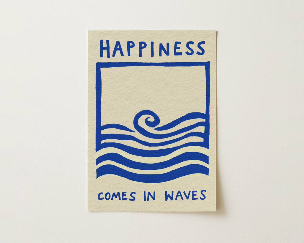 Happiness Comes In Waves Coastal Print