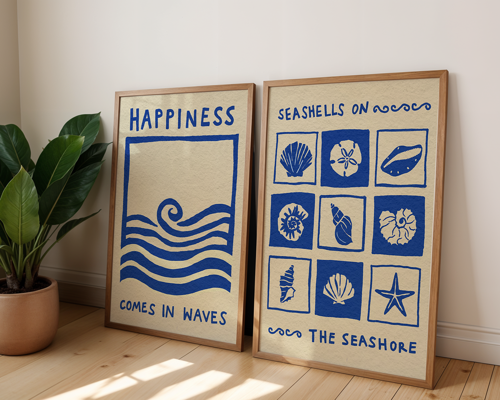Happiness Comes In Waves Coastal Print